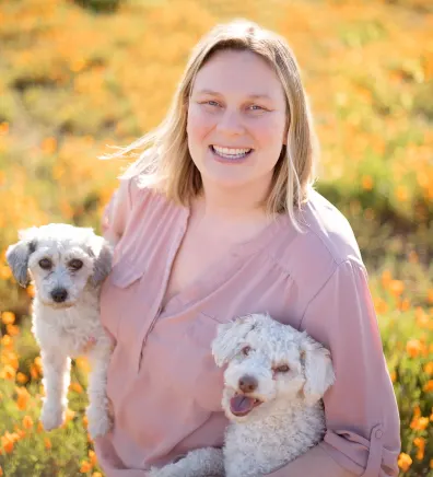 Tricia with two dogs